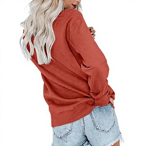 เสื้อสเวตเชิ้ตผู้หญิง คอกลม แขนยาว สีพื้น ผ้าถัก สวมใส่สบาย ทรงหลวม ระบายอากาศได้ดี ผลิตจากผ้าฝ้าย 100% เหมาะสำหรับฤดูใบไม้ร่วงและฤดูหนาว - Product Image 4