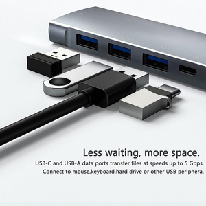 Многофункциональная USB-док-станция 9-в-1 с кабелем в ПВХ-оплетке, Type-C хаб, совместимая с мобильными телефонами, ноутбуками и планшетами - Product Image 6