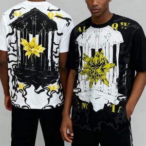 T-shirt normal # T-shirts streetwear en coton de haute qualité T022-042, vente en gros, style vintage, coupe ample, poids lourd, design de créateur - Product Image 5