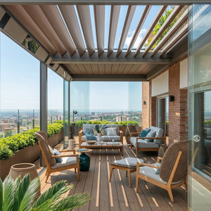<span class=keywords><strong>Pergola</strong></span> <span class=keywords><strong>bioclimatique</strong></span> préfabriquée en aluminium avec panneaux latéraux en verre, gazebo fermé pour jardin extérieur, véranda et loisirs - Product Image 1