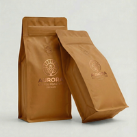 Nouvelles pochettes d'emballage de café noir mat avec valve et fermeture éclair, imprimées sur mesure pour grains torréfiés, sachet de café à huit soudures latérales