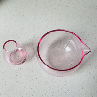 Support en verre rose 500 ml en borosilicate transparent, style Japandi, pour outils à thé Matcha japonais et tasse à jus
