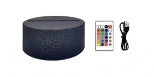 Base lumineuse en bois 3D avec télécommande, câble de charge, 7 couleurs réglables, lampe de nuit LED pour décoration acrylique - Product Image 5