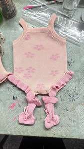 Lila bebé niña niños niño manga corta Camiseta <span class=keywords><strong>punto</strong></span> flor patrón personalizado verano conjunto pantalones cortos - Product Image 3