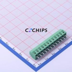 DB125-3.81-12P-GN-S Screw Terminal Block Through hole Component (THT),P=3.81mm Connector 1x12P 3.81mm Green Through Hole - Product Image 1