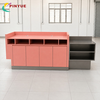 Comptoir de réception moderne en acier inoxydable avec logo personnalisé, armoire de rangement pour hall d'hôtel, bureau, clinique, dimensions et design sur mesure