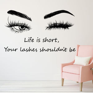 Citazione dell'autoadesivo della parete delle belle ciglia dell'occhio di vendita calda per la stanza della ragazza - Product Image 1