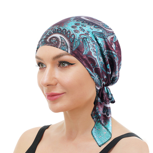 Turbante de satén con estampado personalizado, Bandana de diseñador, ropa para la cabeza, Cachemira, preatado, para quimio, árabe, venta al por mayor - Product Image 1