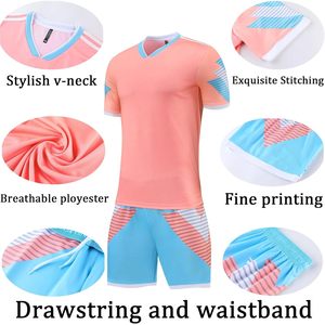 Ensemble d'uniformes de football personnalisés, maillot sublimé à col en V, short anti-transpiration, unisexe, pour adultes et enfants, nom et numéro de l'équipe 10 - Product Image 4