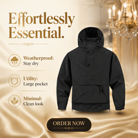 Veste Anorak Homme Coupe Ample à Capuche Style Streetwear Printemps-Automne Taille Européenne, Pull à Fermeture Éclair 1/4, Veste Anorak d'Extérieur Coupe-Vent