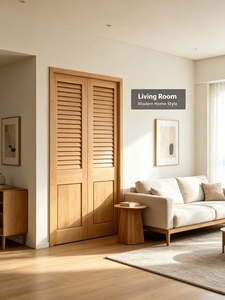 Portes à persiennes en bois massif, design farmhouse, résistantes à l'eau, pour chambre à coucher, ouverture latérale, double porte, surface finie - Product Image 3