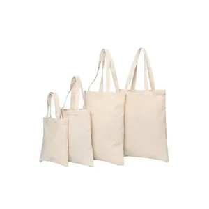 Wholesale Custom Print Logo Cheap Reusable Shopping Bags Plain White Blank Cotton Canvas Tote Bag With Customized