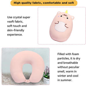 Bantal anak-anak 2 dalam 1 leher berubah bentuk, bantal perjalanan lembut bentuk U hewan menggemaskan nyaman tidur Unicorn mewah mainan untuk leher - Product Image 3