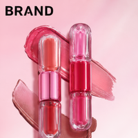 Gloss à lèvres laser double embout hydratant minéral longue tenue 3ml, naturel, non collant, format échantillon pour maquillage de fête, marque privée