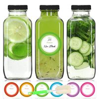 3 Packs de bouteilles d'eau en verre réutilisables de 12 oz 360ml pour le jus de lait Kombucha gingembre boisson verrerie sérigraphie