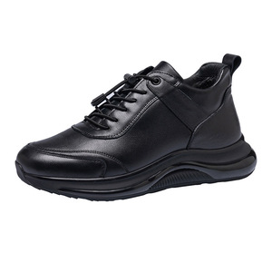 Chaussures de course pour hommes en cuir véritable pour l'hiver avec semelle intermédiaire en EVA, semelle extérieure en caoutchouc, doublure douce et amortissante, protection des orteils, chaussures décontractées pour papa - Product Image 5
