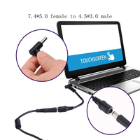 Prise d'alimentation CC 90 degrés 7,4*5,0 mm femelle vers 4,5*3,0 mm mâle pour câble adaptateur d'ordinateur portable HP