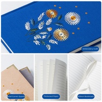 Carnet de notes/journal/agenda personnalisé A5 brodé avec logo, couverture en tissu personnalisée, reliure cousue, 100 g/m²