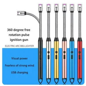 Briquet de cuisine d'extérieur rechargeable par USB, briquet <span class=keywords><strong>électronique</strong></span> portable, verrouillage de sécurité, écologique pour les bougies, les cuisinières <span class=keywords><strong>à</strong></span> gaz (sans gaz ni huile) - Product Image 1