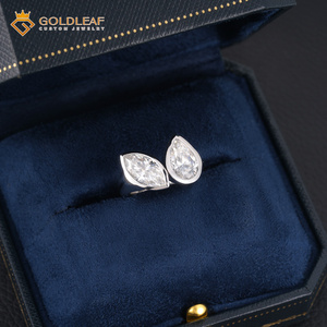 Anillo de Compromiso de Plata 925 con Moissanita Corte Pera Marquise, Diseño Personalizado Goldleaf, Engaste de Bisel Clásico Unisex, Certificado GRA, 7.5g - Product Image 5