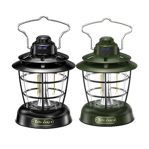 Retro <b>Lantern</b> LED Rechargeable Camping Light Outdoor Emergency Tent <b>Lamp</b> Dark Green Black Off White - Product Image 5