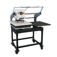 Presse à chaud pneumatique semi-automatique à double table pour sublimation de t-shirts avec lumière laser et support mobile