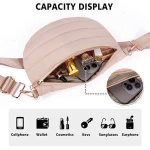 Bolso de Cintura Acolchado Moderno para Mujer, Ligero, de Nailon, Tipo Bandolera, con Correa Ajustable para el Trabajo, Viajes y Uso Diario - Product Image 3