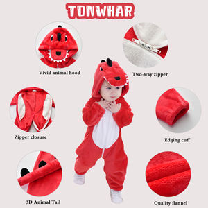 TONWHAR Combinaison <span class=keywords><strong>dinosaure</strong></span> en gros pour enfant, pyjama animal avec fermeture éclair, barboteuse pour bébés garçons et filles - Product Image 2