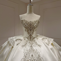 Robes de mariée élégantes Jancember XX96 en satin sans bretelles, ornées de paillettes et de perles, style bouffant