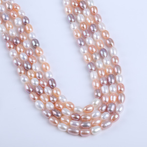 สร้อยคอมุกน้ำจืดสีขาวธรรมชาติ รูปทรงข้าว ขนาด 5.5-6 มม. ลูกปัดกึ่งสำเร็จรูป ไข่มุกขาวหลวม ขายส่งจากจูจี้ สำหรับงาน DIY - Product Image 2