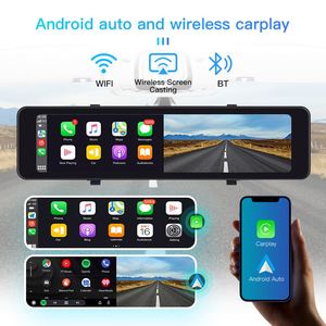 2 ống kính 11.26 "Màn hình cảm ứng Car <span class=keywords><strong>DVR</strong></span> gương chiếu hậu Dash Cam phía trước và phía sau máy ảnh kép cho không dây Carplay Android Auto Wifi FM - Product Image 3
