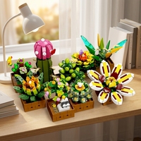 Mini Blocs de Construction Succulents en Pot DIY Collection Botanique Briques Florales Jouet de Construction pour Décoration de Bureau Cadeaux