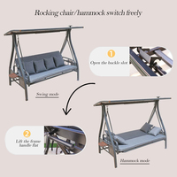 Fauteuil balançoire hamac en aluminium 4 places avec auvent pour patio, jardin, villa, complexe hôtelier, cour