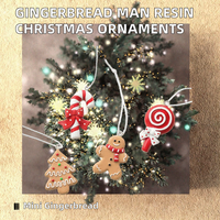 Ensemble d'ornements de Noël en résine à suspendre, bonhomme en pain d'épices, bâton de sucre, sucette, décorations pour arbre de Noël, décorations de fêtes
