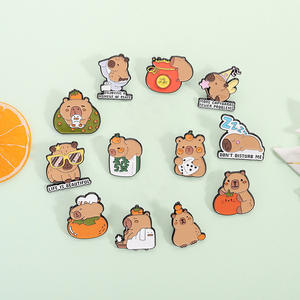13สไตล์น่ารัก capybara เคลือบหมุดไพ่นกกระจอกลูกเต๋าตัวอักษรภาษาอังกฤษเข็มกลัดป้ายปกรูปสัตว์การ์ตูนเครื่องประดับของขวัญสำหรับเด็ก - Product Image 4