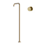 Robinet de baignoire autoportant de luxe en laiton doré brossé avec cartouche céramique et jets doux/forts/pluie
