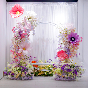 Fondo de Boda Moderno y Lujoso con Flores de Seda Gigantes y Banco de Metal Blanco <span class=keywords><strong>para</strong></span> Decoración de Eventos en Interiores/Exteriores - Product Image 1