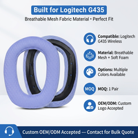 Coussinets d'oreille de remplacement G435, coussinets d'oreille en maille/coussinets de bandeau compatibles avec les casques de jeu sans fil Logitech G435