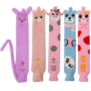 New long, retractable, <b>water</b>-fillable <b>hot</b> <b>water</b> <b>bottle</b> for warming beds and the whole body; plush cartoon knitted removable and - Product Image 1