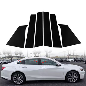 6 pièces voiture fenêtre pilier poteaux garnitures de porte couverture décoration <span class=keywords><strong>autocollant</strong></span> noir brillant pour Chevrolet Malibu 2016 2017-2021 - Product Image 2