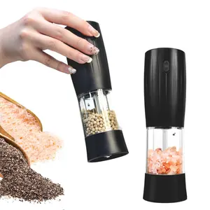 Factory Battery Gravity Electric Salt And Pepper Grinder Set Battery Powered With Led Light Automatic Gravity Pepper Mill