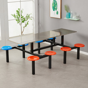 Juego de Mesa de Comedor de Acero Inoxidable para 4, 6 u 8 Personas, para Uso en Comedores Escolares, Fábricas y Cantinas - Product Image 2