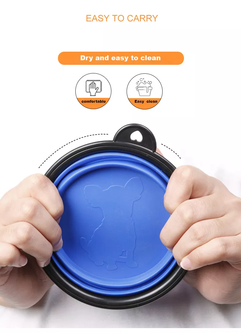 Custom Round Shape Collapsible Feeder Travel Cat Dog Water Food Pet Bowl