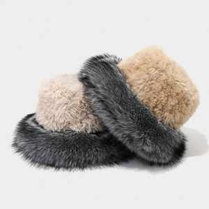 Sombrero de Pescador de Felpa Cálido y Peludo para Mujer, para Otoño e Invierno, Grueso, a Prueba de Frío, de Moda para Exteriores, con Ala Ancha - Product Image 3