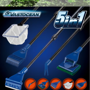 Juego de Herramientas de Limpieza para Acuarios Rectangulares 5 en 1 Ecológicas, Pinza de Pesca de Plástico, Cuchillo para Raspar Algas para Cocina y Dormitorio - Product Image 1