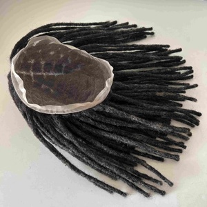 Prothèse capillaire grise brésilienne pour hommes, 10 pouces, couleur <span class=keywords><strong>gris</strong></span> poivre et sel 1b10, dreadlocks, toupet en dentelle HD pour hommes - Product Image 4