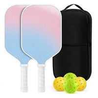 Ensemble de raquettes de pickleball en fibre de carbone T700 personnalisé avec dégradé de couleurs, noyau en nid d'abeille en polypropylène de 16 mm