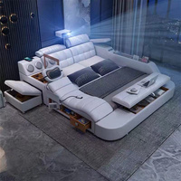 Runwood Neuer Stil Einfaches Modernes Multifunktionales Massage-Echtlederbett Tatami-Bett Hauptschlafzimmerbett Doppelbett Projekt