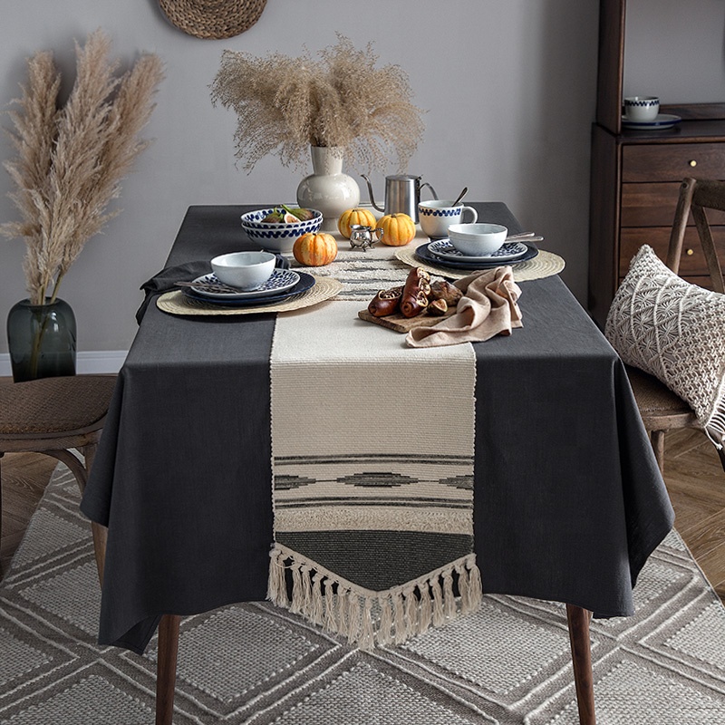 Украшение для дома и ресторана на заказ, хлопковая плетеная скатерть для обеденного стола в фермерском стиле