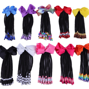 En gros Perruque tressée synthétique, Dreadlocks africaines pour enfants, <span class=keywords><strong>Queue</strong></span> <span class=keywords><strong>de</strong></span> <span class=keywords><strong>cheval</strong></span> perlée <span class=keywords><strong>avec</strong></span> nœud, Accessoires capillaires, Coiffes, <span class=keywords><strong>Queue</strong></span> <span class=keywords><strong>de</strong></span> <span class=keywords><strong>cheval</strong></span> pré-tressée - Product Image 3
